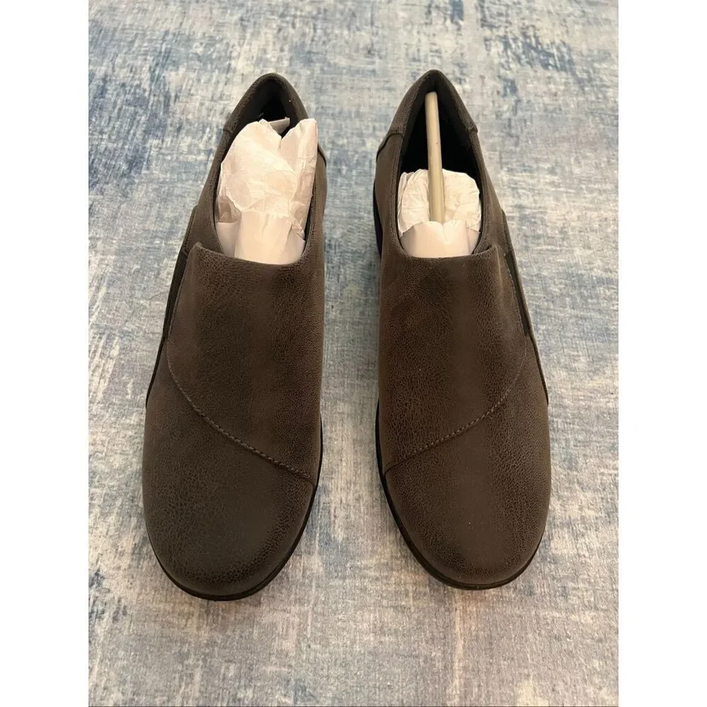 Easy Spirit e360 Grey Brown Kelt Casual Comfort Wedge Slip On Loafer 6.5 Wide